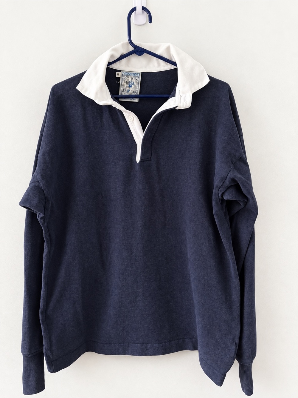 Vintage Lands' End "Authentic Rugby Shirt" – Navy Blue & White (XL)